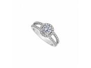 Fine Jewelry Vault UBNR83493W14CZ CZ 14K White Gold Wide Split Shank Halo Engagement Ring