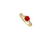 Fine Jewelry Vault UBNR50547Y14DR Diamond Ruby Criss Cross Shank Engagement Ring in 14K Yellow Gold 46 Stones