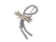 Dlux Jewels Rhodium Gold Plated Sterling Silver Two Tone White Cubic Zirconia Brooch Pin