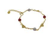 Dlux Jewels red wht Gold Filled Red Heart White Ball Bracelet