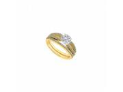 Fine Jewelry Vault UBJS3323ABY14CZ CZ Engagement Ring With CZ Wedding Rings in 14K Yellow Gold 0.90 CT