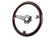 Spec D Tuning SW 112B W SD 350 mm Wooden Steering Wheel for All Black Trim 1 x 14 x 15 in.