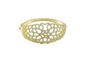 Dlux Jewels Gold Tone Sterling Silver Wide Filigree Bangle with White Cubic Zirconia