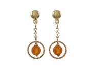Dlux Jewels Orange 4 mm Semi Precious Ball with 8 mm Braided Ring Dangling Gold Filled Post Earrings
