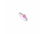 Fine Jewelry Vault UBUJS3052AW14CZPS Created Pink Sapphire CZ Engagement Rings in 14K White Gold 0.35 CT TGW 8 Stones