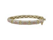 Dlux Jewels 42 mm White Enamel Flower Gold Plated Brass Bangle Pink