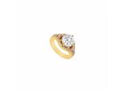 Fine Jewelry Vault UBJ8193Y14CZ CZ Engagement Ring 14K Yellow Gold 0.75 CT CZ 42 Stones