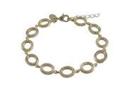 Dlux Jewels Gold Plated Brass Open Textured Ovals with White Cubic Zirconia Bracelet 7.5 in.