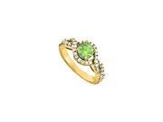 Fine Jewelry Vault UBNR83893AGVYCZPR Peridot CZ Ring in Yellow Gold Vermeil 1.50 CT TGW 42 Stones