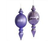 NorthLight 12 in. Shiny Matte Lavender Finial Assorted Christmas Ornaments 2 Pack