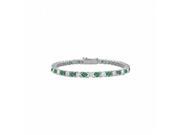 Fine Jewelry Vault UBUBR14WRD131400CZE May Birthstone Created Emerald CZ Tennis Bracelet in 14K White Gold 4 CT TGW 26 Stones
