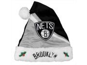 Forever Collectibles Brooklyn Nets Swoop Logo Santa Hat Silver Black