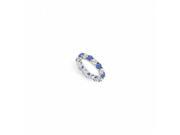 Fine Jewelry Vault UBUAGR400CZS22620 Created Sapphire Eternity Band With CZ Four CT on 925 Sterling Silver