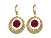 Dlux Jewels Garnet 10 mm Round Faceted Semi Precious Stone Two Tone Gold Plated 23 mm Round Ring with Cubic Zirconia 39 mm Long Lever Back Earrings