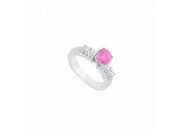 Fine Jewelry Vault UBUJS661AW14CZPS Created Pink Sapphire CZ Engagement Rings in 14K White Gold 0.90 CT TGW 4 Stones
