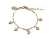 Dlux Jewels Gold Plated Brass Flat Heart Charms on Gold Plated Brass Chain Bracelet 5 in.