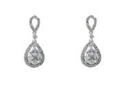 Dlux Jewels Sterling Silver Post Earrings with Dangling Teardrop White Cubic Zirconias