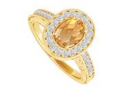 Fine Jewelry Vault UBNR84512Y149X7CZCT Oval Citrine CZ Engagement Ring in 14K Yellow Gold 32 Stones