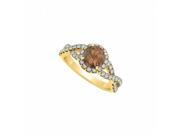 Fine Jewelry Vault UBNR84630Y14CZSQ Criss Cross Shank Halo Engagement Ring With Smoky Quartz June CZ April Birthstone 46 Stones