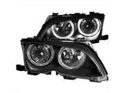 ANZO 121140 BMW 3 Series E46 02 05 4Dr Projector Headlights Halo Black Clear