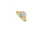Fine Jewelry Vault UBNR84371AGVYCZ CZ Halo Engagement Ring in Yellow Gold Vermeil With Outstanding Design