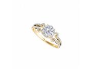 Fine Jewelry Vault UBNR50546EAGVYCZ Prong Set CZ Engagement Ring in 18K Yellow Gold Vermeil