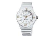 Lds Analog Dive Watch White strap White dial Date rotating bezel 12 24 Hr markings