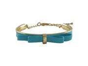Dlux Jewels Turquoise Bow Turquoise Enamel Gold Plated Brass Bangle Bracelet 5.5 x 2 in.