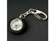 Godinger 984 Rubber Silver Plated Tire Key Chain Clock