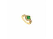 Fine Jewelry Vault UBUJ8304Y14CZE Created Emerald CZ Engagement Ring in 14K Yellow Gold 1 CT TGW 40 Stones