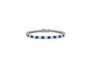 Fine Jewelry Vault UBUBRAGSQPR500CZS Created Sapphire CZ Tennis Bracelet With 5 CT TGW on 925 Sterling Silver 21 Stones