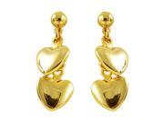 Dlux Jewels Gold Tone Brass Two Dangling Hearts on Ball Post Earrings