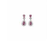 Fine Jewelry Vault UBUAB136W14CZPS Created Pink Sapphire CZ Earrings 14K White Gold 2.50 CT TGW 34 Stones