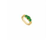 Fine Jewelry Vault UBUJ6474AGVYE Created Emerald Three Stone Ring Yellow Gold Vermeil 1 CT TGW