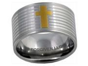 Forgiven Jewelry 118096 Ring Gold Cross With Lines Wide Stainless Size 12