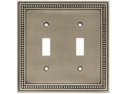 Liberty Hardware W10102 BSP U Brushed Satin Pewter Beaded 2 Gang Toggle Wall Plate