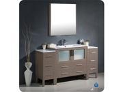 Fresca FVN62 123612GO UNS Fresca Torino Gray Oak Modern Bathroom Vanity with 2 Side Cabinets Integrated Sink 60 in.