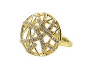 Dlux Jewels Gold Plated Sterling Silver Cubic Zirconia Ring 16 mm Circle with Half Circle Design 7 in.