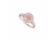Fine Jewelry Vault UBNR84677AGVRCZMG Morganite CZ Rose Gold Vermeil Halo Engagement Ring 8 Stones