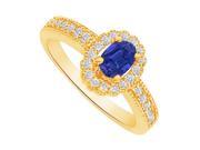 Fine Jewelry Vault UBUNR82906Y148X6CZS CZ Sapphire Halo Engagement Ring in 14K Yellow Gold 10 Stones
