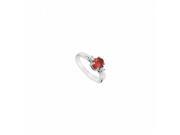 Fine Jewelry Vault UBUK10275AGCZR Created Ruby CZ Ring 925 Sterling Silver 1.10 CT TGW 2 Stones
