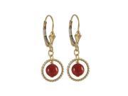 Dlux Jewels Genuine Red Coral 6 mm Ball 10 mm Braided Ring with 1.18 in. Gold Filled Lever Back Earrings