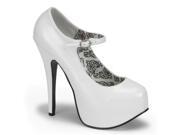 Bordello TEE07_W 10 Maryjane Shoe with Concealed Platform Pump White Size 10