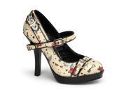 Pin Up Couture SEC14_CRPU 8 0.5 in. Platform Mary Jane Pump Shoe with Buckle Straps Cream Size 5