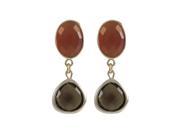 Dlux Jewels Carnelian Smoky Semi Precious Stones with Gold Plated Stelring Silver Post Earrings 1.3 in.