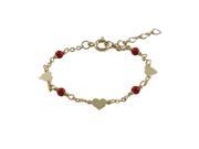 Dlux Jewels Gold Filled Red Heart Ball Bracelet