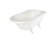 World Imports 403441 Cast Iron Roll Top Tub with Tub Wall Faucet Holes White White
