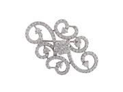 Dlux Jewels Rhodium Plated Sterling Silver Flower Swirl Cubic Zirconia Brooch Pin