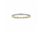 Fine Jewelry Vault UBUBRAGRD131700CZYS Yellow Created Sapphire CZ Prong Set Tennis Bracelet in 925 Sterling Silver 7 CT 23 Stones