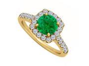 Fine Jewelry Vault UBUNR50576AGVYCZE Emerald CZ Halo Engagement Ring in 18K Yellow Gold Vermeil 1.75 CT TGW 10 Stones